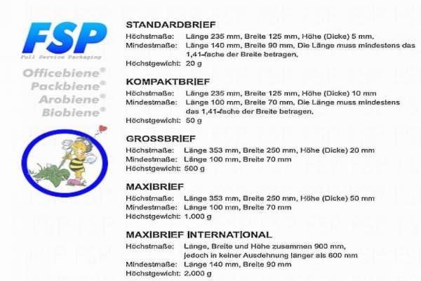 Portoklasse Maxibrief Bestimmungen Post